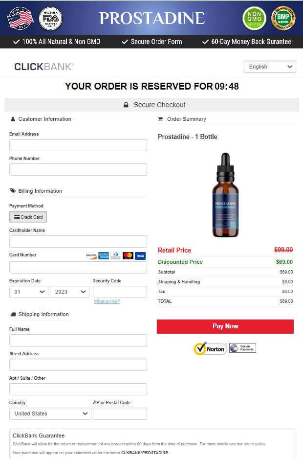 Prostadine - Secure Order Page